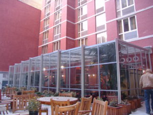 Outdoor restaurant patio enclosures