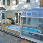 Hot tub and patio glass sunroom