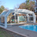 Residential glass pool enclosure