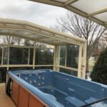 Swim spa retractable enclosure