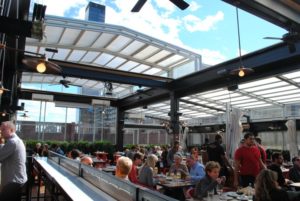 retractable roof cover for a restaurant deck
